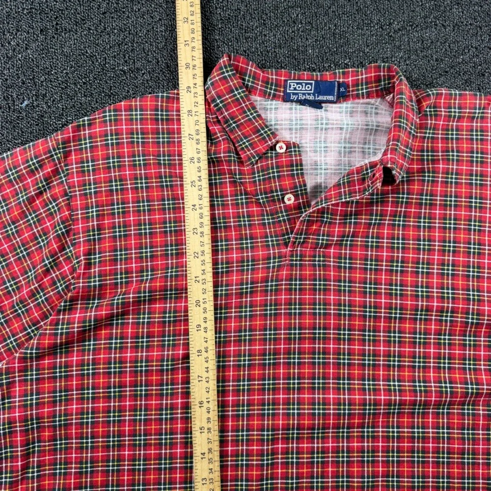 Vintage Polo Ralph Lauren Red Tartan Plaid Cotton Polo Shirt Men's XL‎ Hong Kong